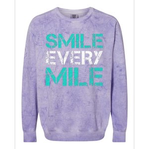 Smile Every Mile Funny Running Colorblast Crewneck Sweatshirt