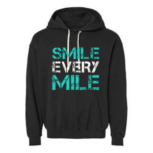 Smile Every Mile Funny Running Garment-Dyed Fleece Hoodie