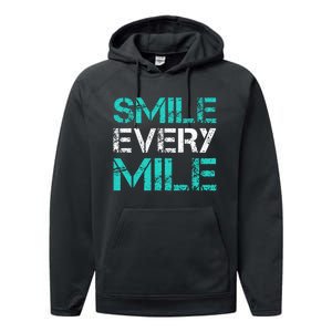 Smile Every Mile Funny Running Performance Fleece Hoodie