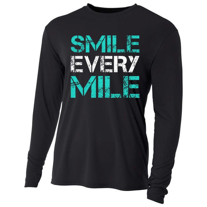 Smile Every Mile Funny Running Cooling Performance Long Sleeve Crew