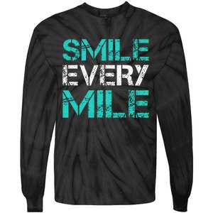 Smile Every Mile Funny Running Tie-Dye Long Sleeve Shirt