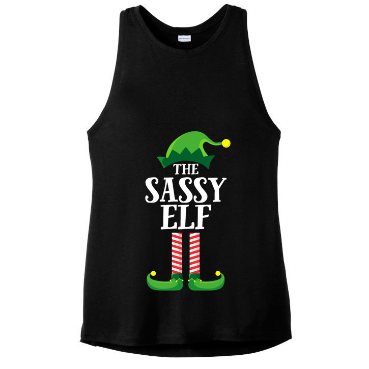 Sassy Elf Matching Family Group Christmas Party Ladies PosiCharge Tri-Blend Wicking Tank