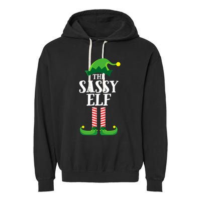 Sassy Elf Matching Family Group Christmas Party Garment-Dyed Fleece Hoodie