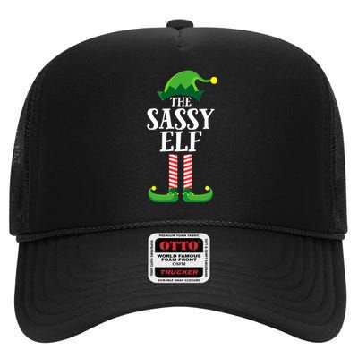 Sassy Elf Matching Family Group Christmas Party High Crown Mesh Back Trucker Hat