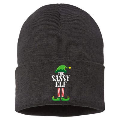 Sassy Elf Matching Family Group Christmas Party Sustainable Knit Beanie