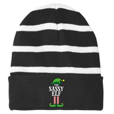 Sassy Elf Matching Family Group Christmas Party Striped Beanie with Solid Band