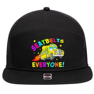 Seatbelts Everyone Magic School Bus Driver Halloween Costume 7 Panel Mesh Trucker Snapback Hat