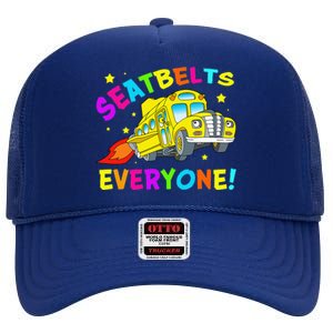 Seatbelts Everyone Magic School Bus Driver Halloween Costume High Crown Mesh Back Trucker Hat