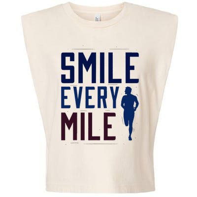 Smile Every Mile Jogging And Running Inspiration Garment-Dyed Women's Muscle Tee