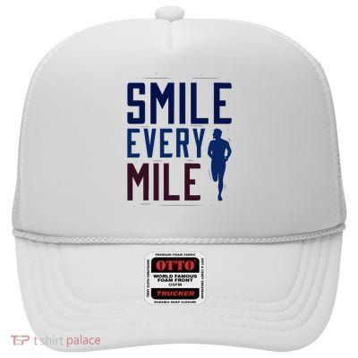 Smile Every Mile Jogging And Running Inspiration High Crown Mesh Back Trucker Hat