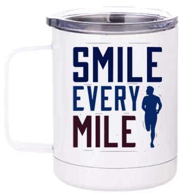 Smile Every Mile Jogging And Running Inspiration 12 oz Stainless Steel Tumbler Cup