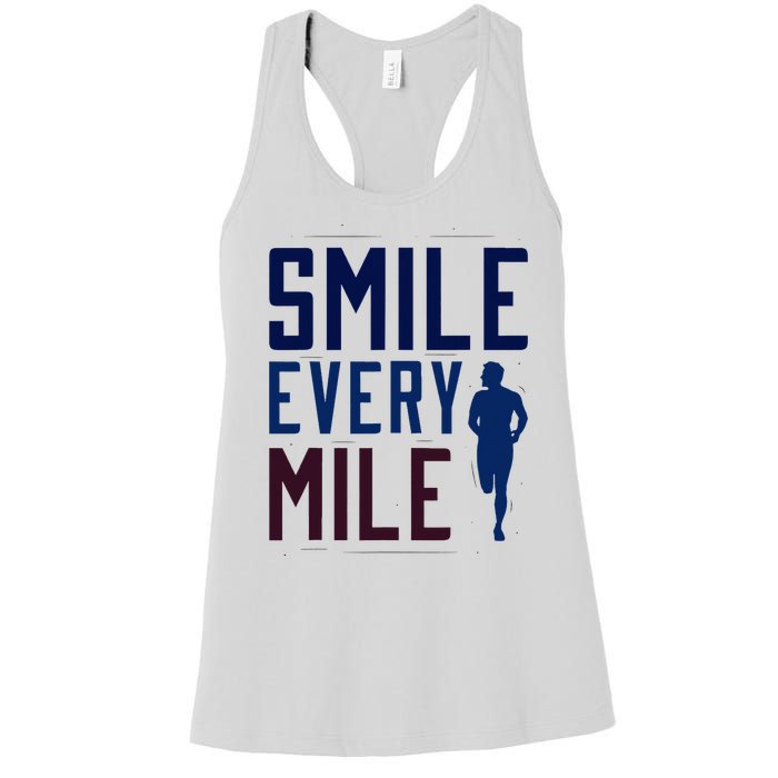 Smile Every Mile Jogging And Running Inspiration Women's Racerback Tank