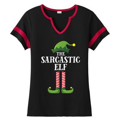 Sarcastic Elf Matching Family Group Christmas Party Ladies Halftime Notch Neck Tee