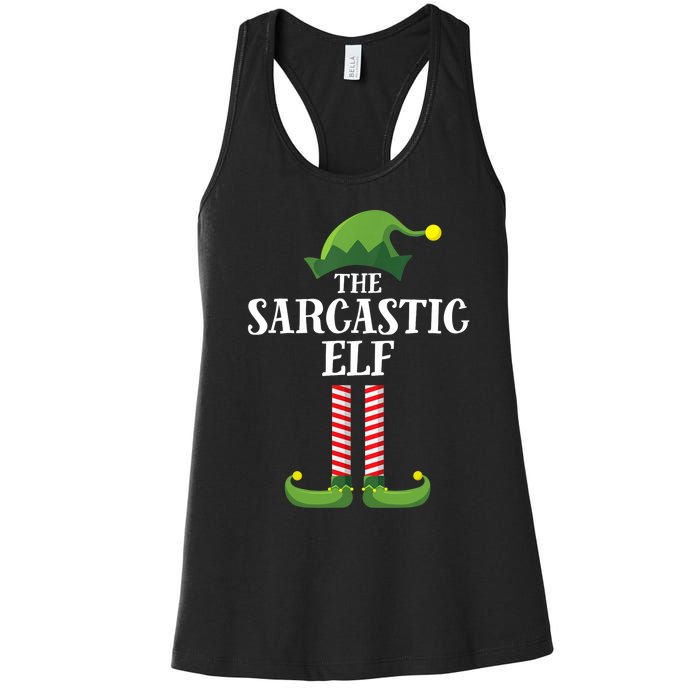 Sarcastic Elf Matching Family Group Christmas Party Women's Racerback Tank