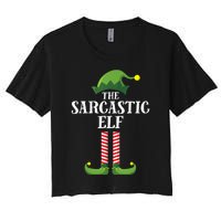 Sarcastic Elf Matching Family Group Christmas Party Women's Crop Top Tee