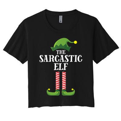 Sarcastic Elf Matching Family Group Christmas Party Women's Crop Top Tee