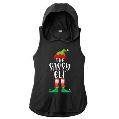 Sassy Elf Matching Family Group Christmas Party Pajama Gift Ladies PosiCharge Tri-Blend Wicking Draft Hoodie Tank