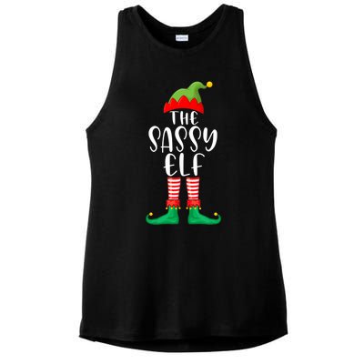 Sassy Elf Matching Family Group Christmas Party Pajama Gift Ladies PosiCharge Tri-Blend Wicking Tank