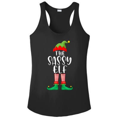 Sassy Elf Matching Family Group Christmas Party Pajama Gift Ladies PosiCharge Competitor Racerback Tank