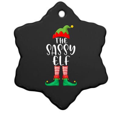 Sassy Elf Matching Family Group Christmas Party Pajama Gift Ceramic Star Ornament