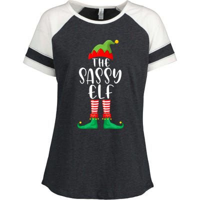 Sassy Elf Matching Family Group Christmas Party Pajama Gift Enza Ladies Jersey Colorblock Tee