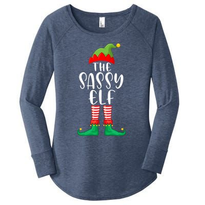 Sassy Elf Matching Family Group Christmas Party Pajama Gift Women's Perfect Tri Tunic Long Sleeve Shirt