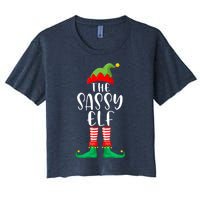 Sassy Elf Matching Family Group Christmas Party Pajama Gift Women's Crop Top Tee