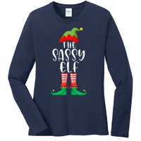 Sassy Elf Matching Family Group Christmas Party Pajama Gift Ladies Long Sleeve Shirt