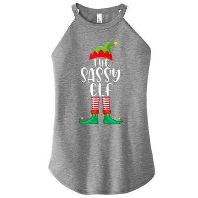 Sassy Elf Matching Family Group Christmas Party Pajama Gift Women's Perfect Tri Rocker Tank