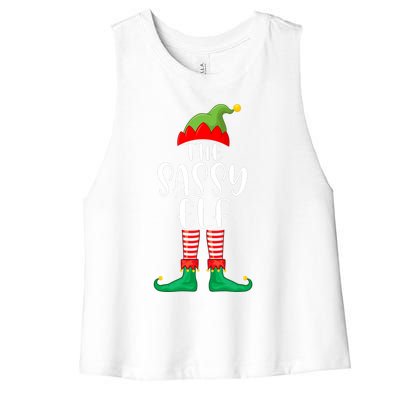 Sassy Elf Matching Family Group Christmas Party Pajama Gift Women's Racerback Cropped Tank