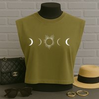 Solar Eclipse Moon Phases Totality Garment-Dyed Women's Muscle Tee
