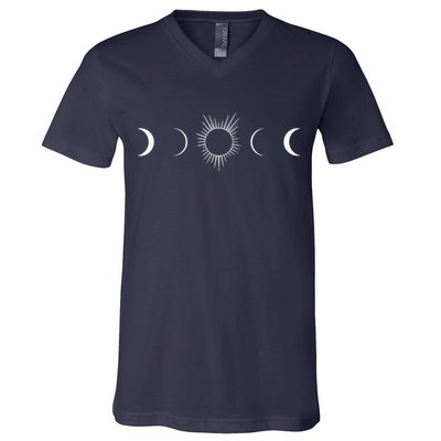 Solar Eclipse Moon Phases Totality V-Neck T-Shirt