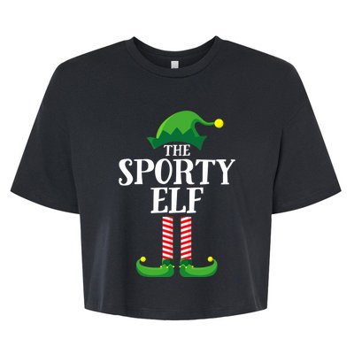 Sporty Elf Matching Family Group Christmas Party Bella+Canvas Jersey Crop Tee