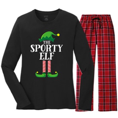 Sporty Elf Matching Family Group Christmas Party Women's Long Sleeve Flannel Pajama Set 