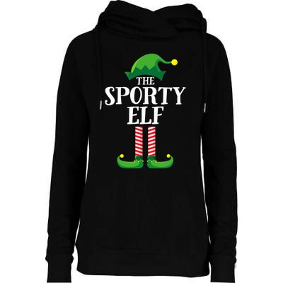 Sporty Elf Matching Family Group Christmas Party Womens Funnel Neck Pullover Hood