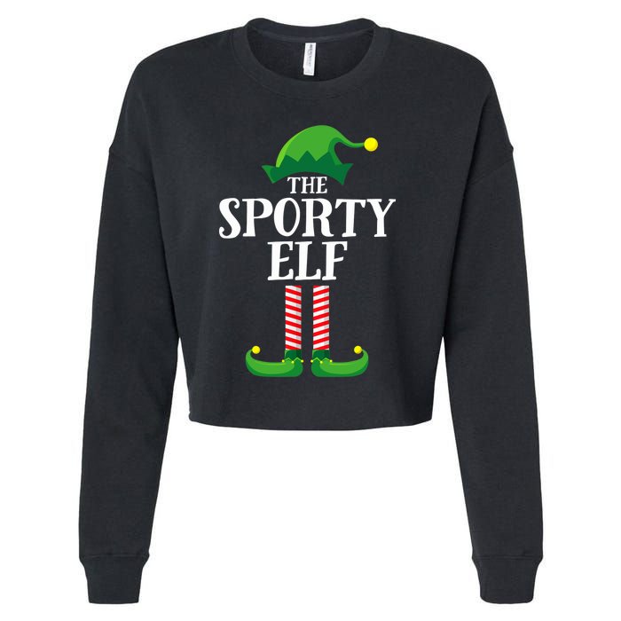 Sporty Elf Matching Family Group Christmas Party Cropped Pullover Crew