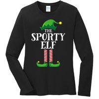 Sporty Elf Matching Family Group Christmas Party Ladies Long Sleeve Shirt