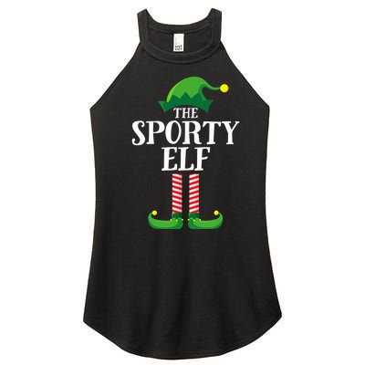 Sporty Elf Matching Family Group Christmas Party Women's Perfect Tri Rocker Tank