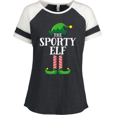 Sporty Elf Matching Family Group Christmas Party Enza Ladies Jersey Colorblock Tee