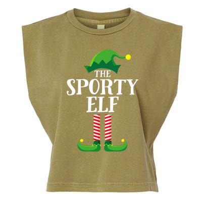 Sporty Elf Matching Family Group Christmas Party Garment-Dyed Women's Muscle Tee