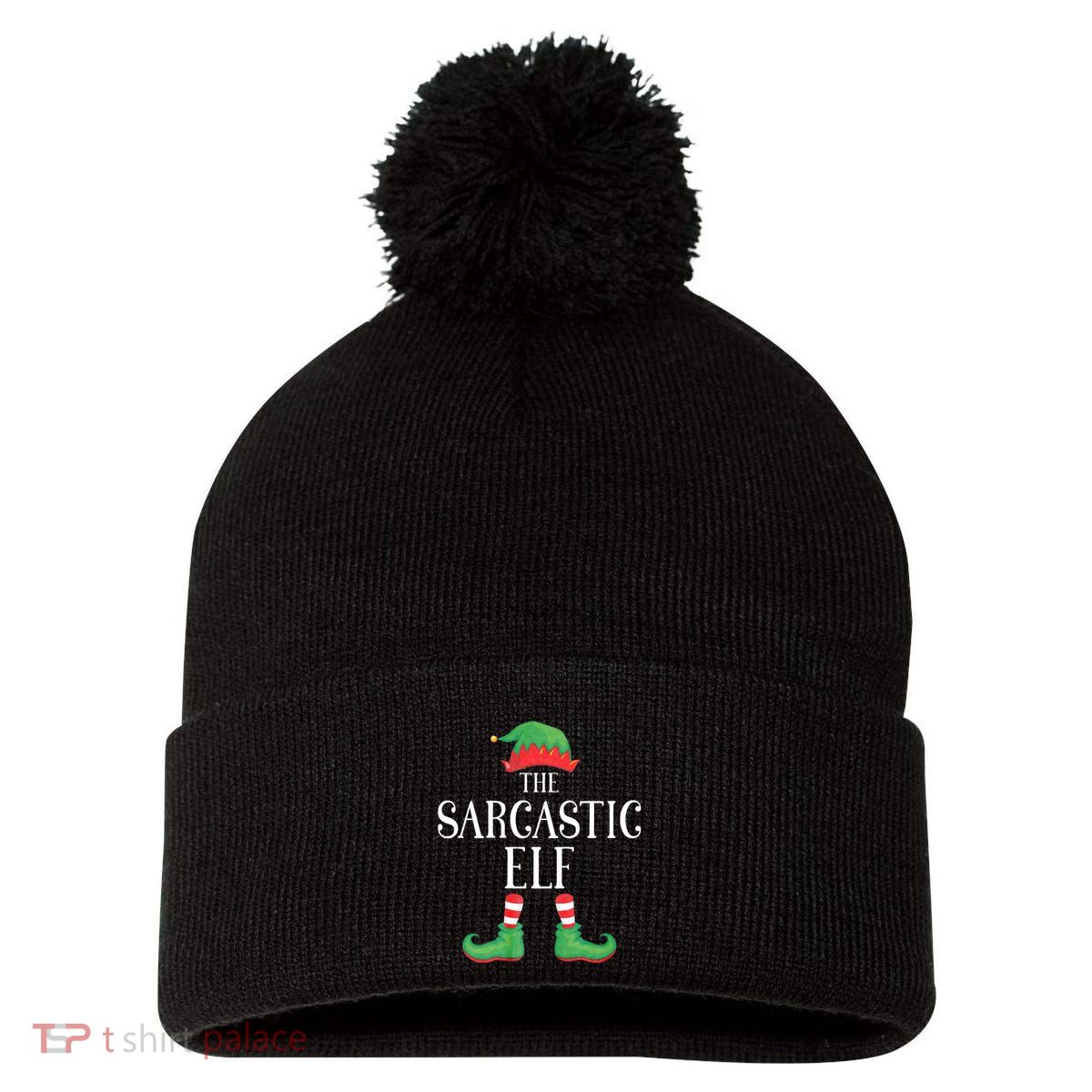 Sarcastic Elf Matching Group Xmas Funny Family Christmas Pom Pom 12in Knit Beanie