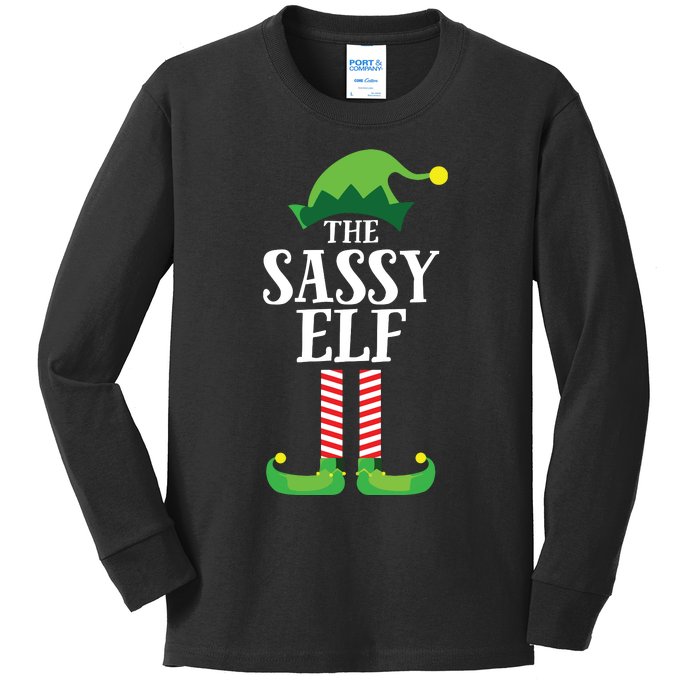 Sassy Elf Matching Family Group Christmas Party Kids Long Sleeve Shirt