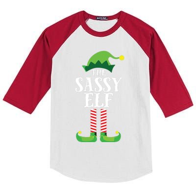 Sassy Elf Matching Family Group Christmas Party Kids Colorblock Raglan Jersey