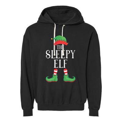 Sleepy Elf Matching Group Xmas Funny Family Christmas Garment-Dyed Fleece Hoodie