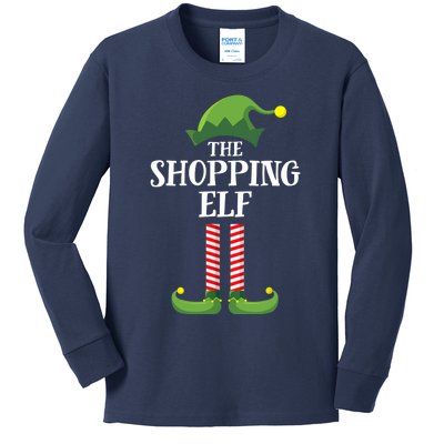 Shopping Elf Matching Family Group Christmas Party Kids Long Sleeve Shirt