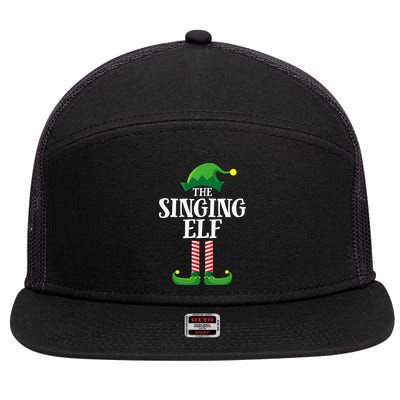 Singing Elf Matching Family Group Christmas Party 7 Panel Mesh Trucker Snapback Hat