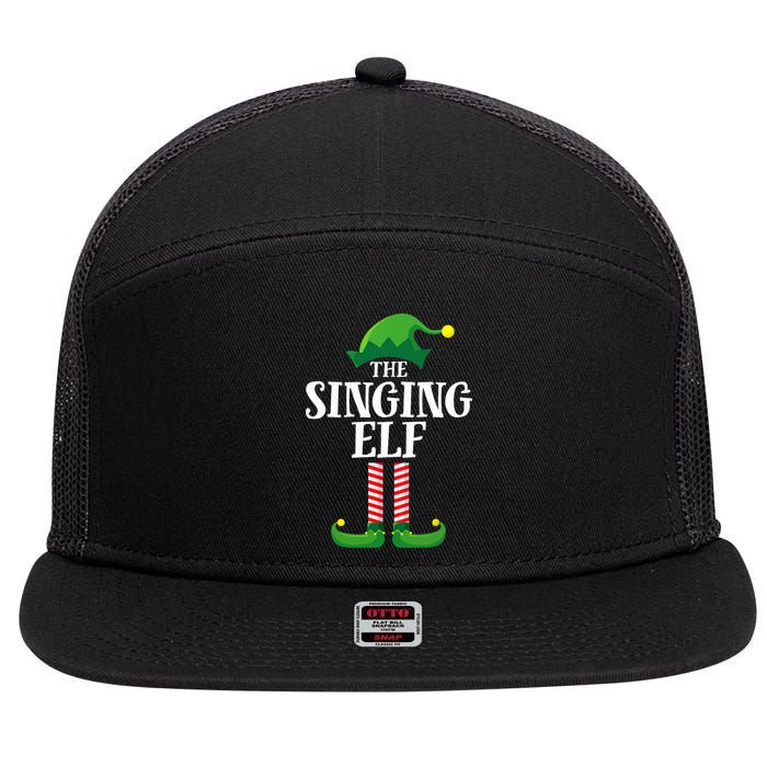 Singing Elf Matching Family Group Christmas Party 7 Panel Mesh Trucker Snapback Hat