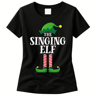 Singing Elf Matching Family Group Christmas Party Womens T-Shirt