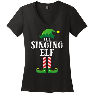 Singing Elf Matching Family Group Christmas Party Women's V-Neck T-Shirt