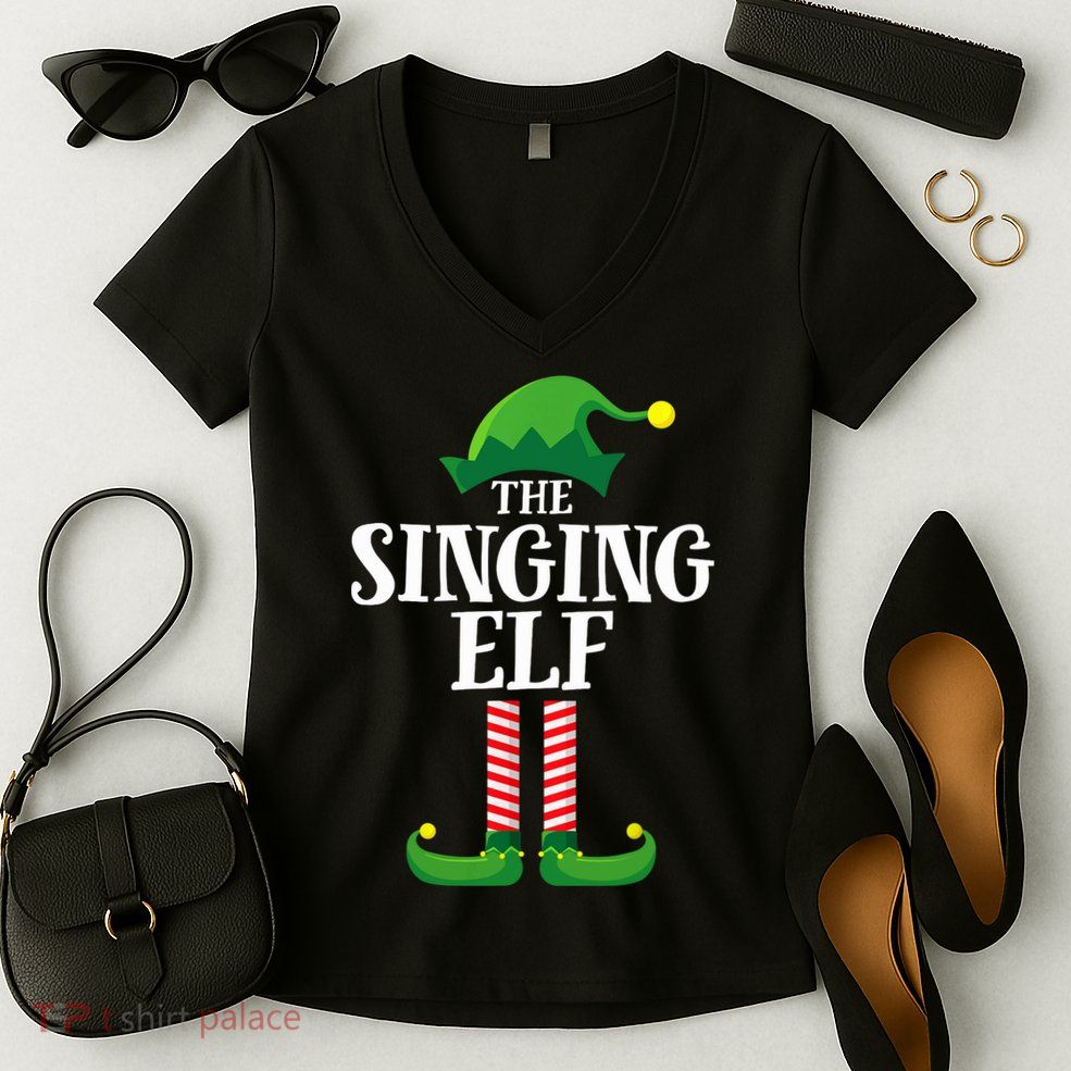 Singing Elf Matching Family Group Christmas Party Women's V-Neck T-Shirt